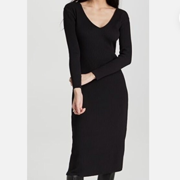 Aritzia Wilfred Free Black Lisiere Midi Stretch Knit Dress Size XS - Picture 1 of 6